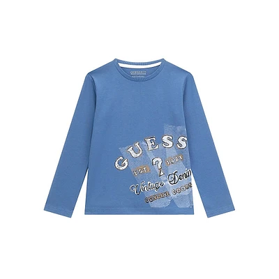 Boy's Organic Cotton Long-Sleeve Logo-Graphic T-Shirt