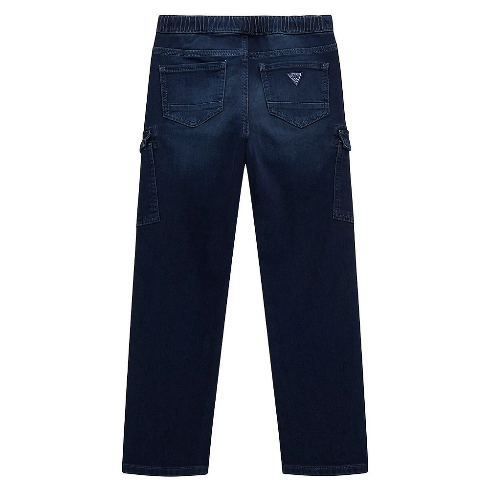 Pantalon cargo en denim avec cordon de serrage pour garçon