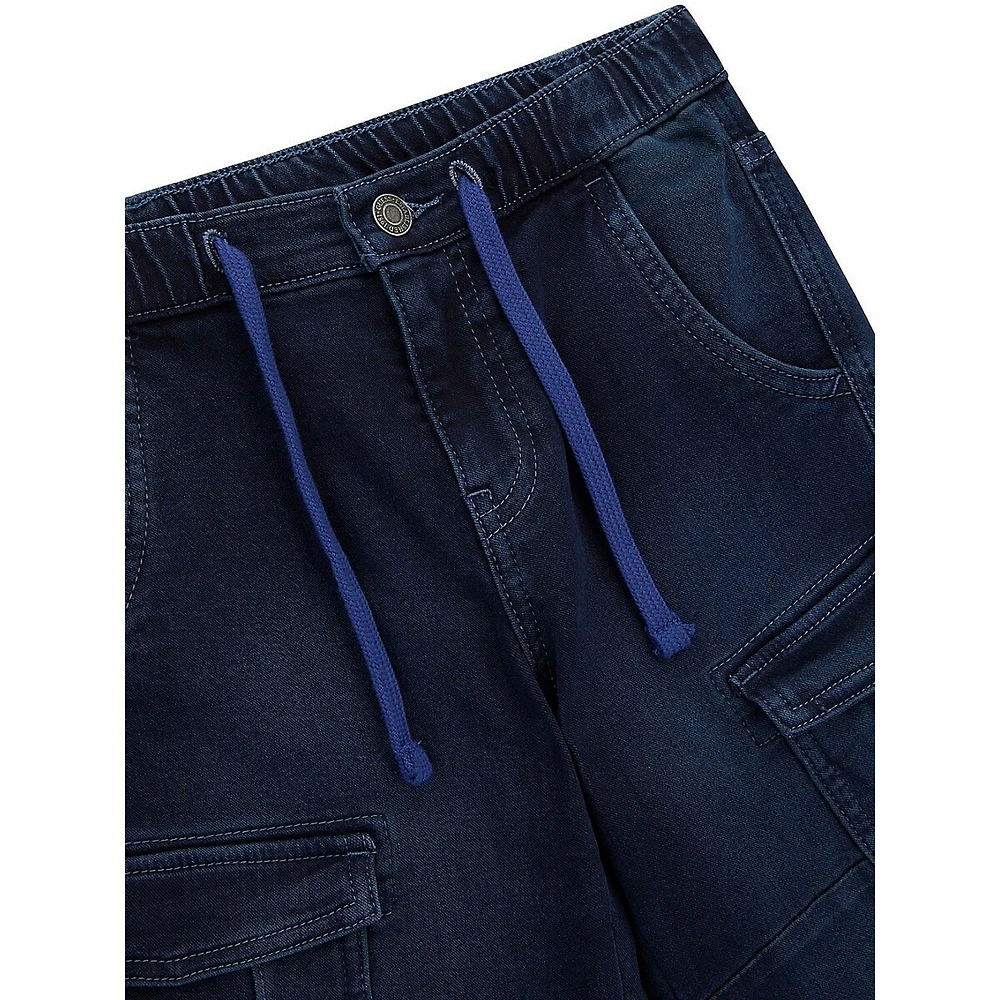 Pantalon cargo en denim avec cordon de serrage pour garçon