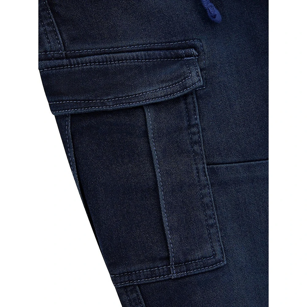 Pantalon cargo en denim avec cordon de serrage pour garçon