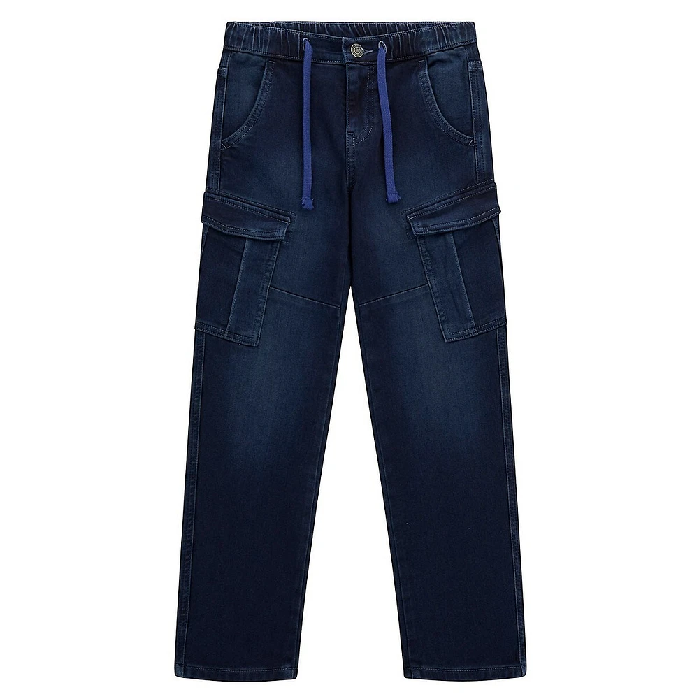 Pantalon cargo en denim avec cordon de serrage pour garçon