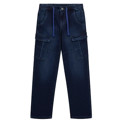 Pantalon cargo en denim avec cordon de serrage pour garçon