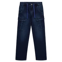 Pantalon cargo en denim avec cordon de serrage pour garçon