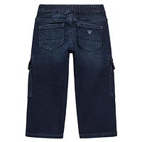 Little Kid's Drawstring Denim Cargo Pants