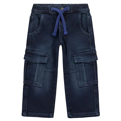 Pantalon cargo en denim avec cordon de serrage pour petit enfant