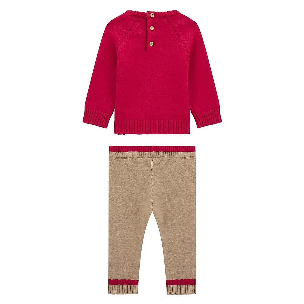 Baby Girl's 2-Piece Sweater-Knit Pullover & Pants Set