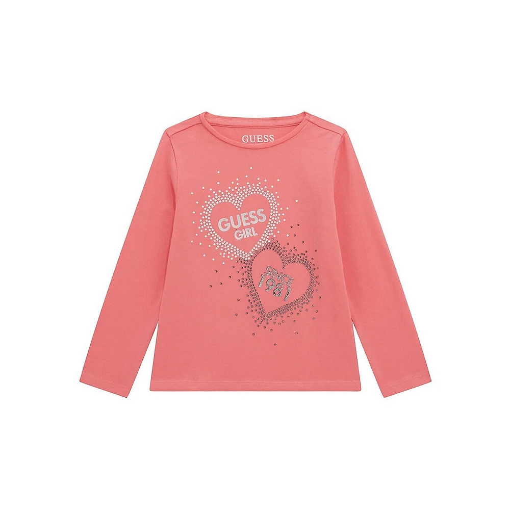 Little Girl's Organic Cotton-Blend Glitter-Print Long-Sleeve T-Shirt