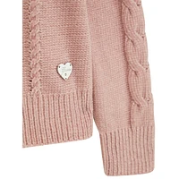 Girl's Cabled Chenille Mockneck Sweater