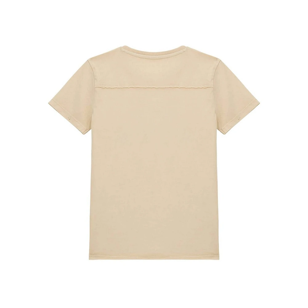 Boy's Organic Cotton-Blend Garment-Dyed Logo T-Shirt