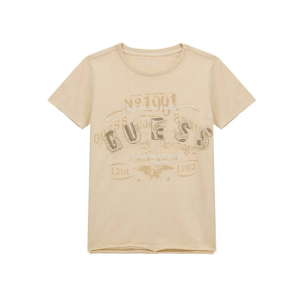 Boy's Organic Cotton-Blend Garment-Dyed Logo T-Shirt