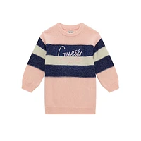 Little Girl's Lurex Knit Striped Midi Sweater Dress