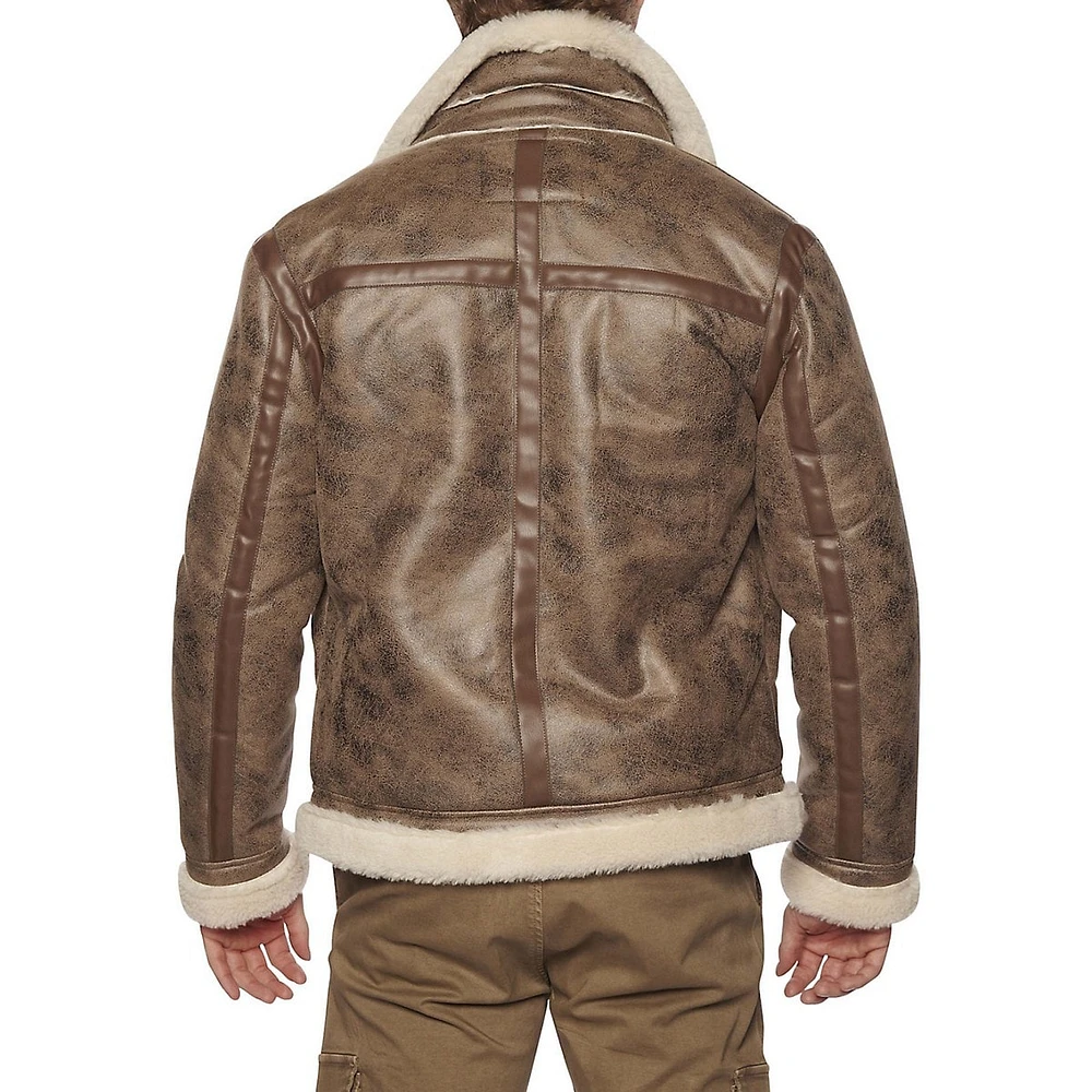 Faux Fur Trim Aviator Jacket