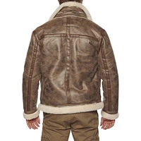 Faux Fur Trim Aviator Jacket