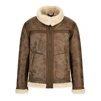 Faux Fur Trim Aviator Jacket