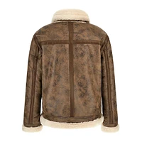 Faux Fur Trim Aviator Jacket