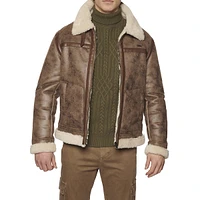 Faux Fur Trim Aviator Jacket