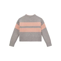 Little Kid's Embroidered Floral-Logo Striped Sweater