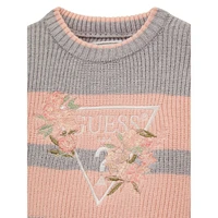 Little Kid's Embroidered Floral-Logo Striped Sweater