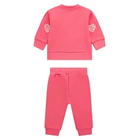 Baby Girl's 2-Piece Organic Cotton Patchwork Zip Jacket & Joggers Set