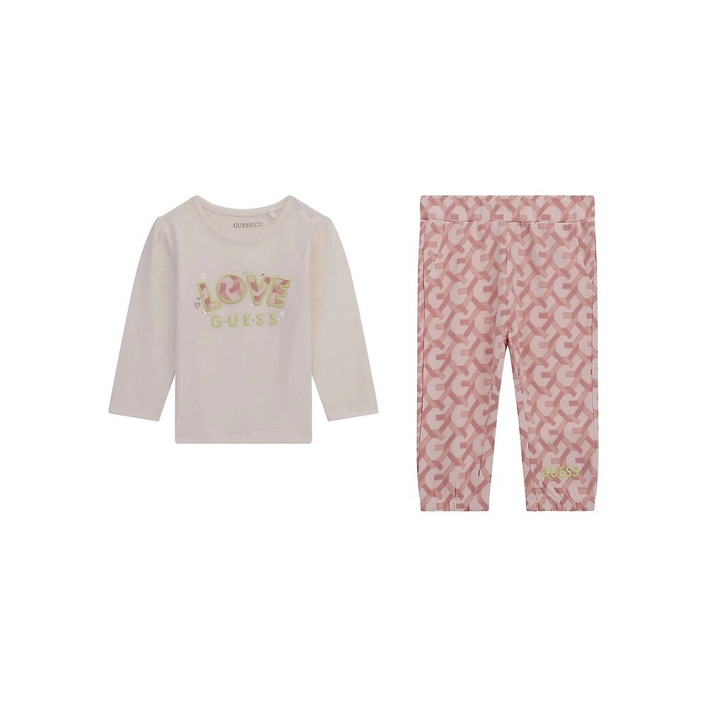 Little Kid's 2-Piece Organic Cotton-Blend Long-Sleeve T-Shirt & Printed Pants