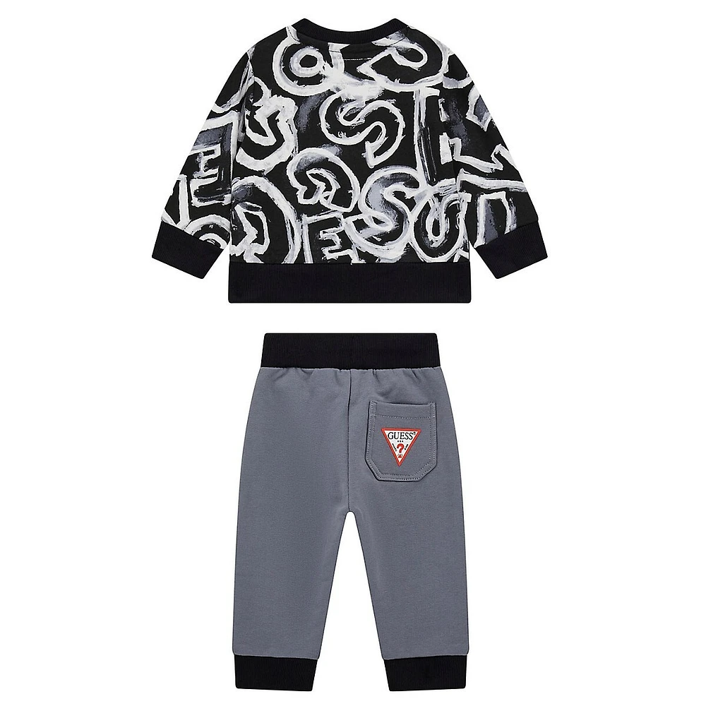 Baby Boy's 2-Piece Organic Cotton Logo-Print Sweatshirt & Joggers Set