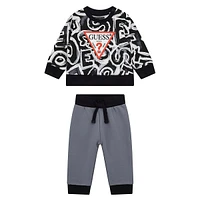 Ensemble 2 pièces sweat-shirt et pantalon de jogging en coton biologique avec logo imprimé pour bébé garçon