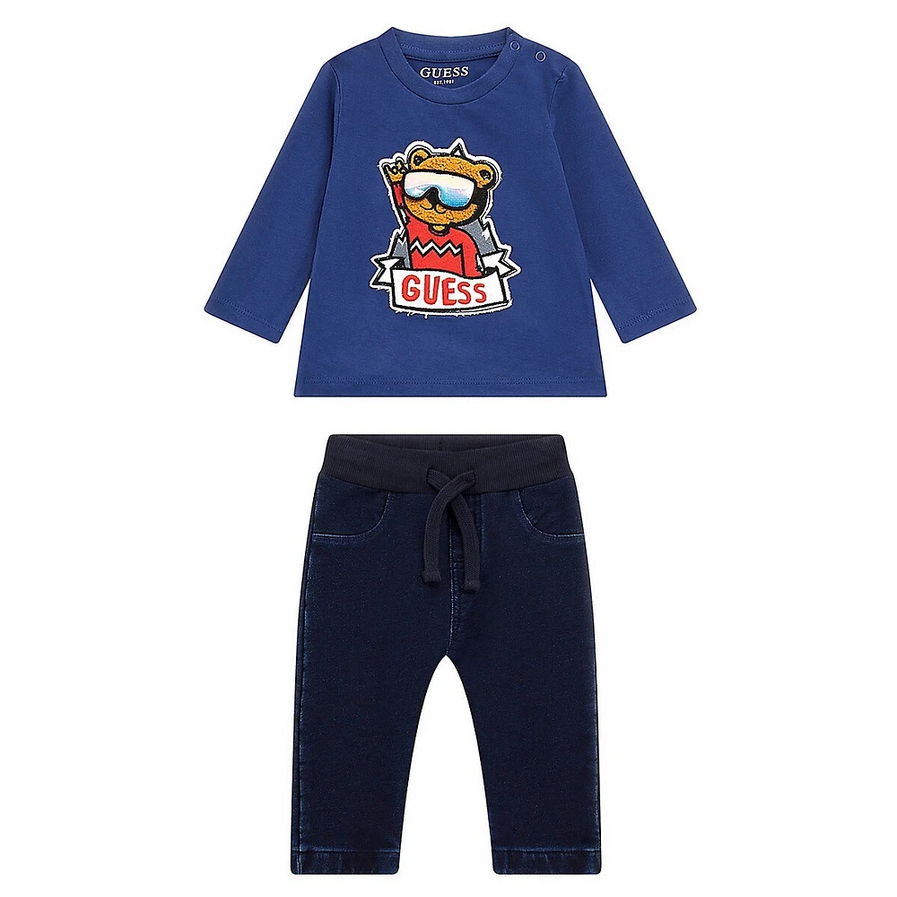 Ensemble 2 pièces t-shirt à manches longues et pantalon en jean pour bébé garçon