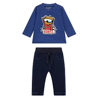 Baby Boy's 2-Piece Long-Sleeve Graphic T-Shirt & Denim Pants Set