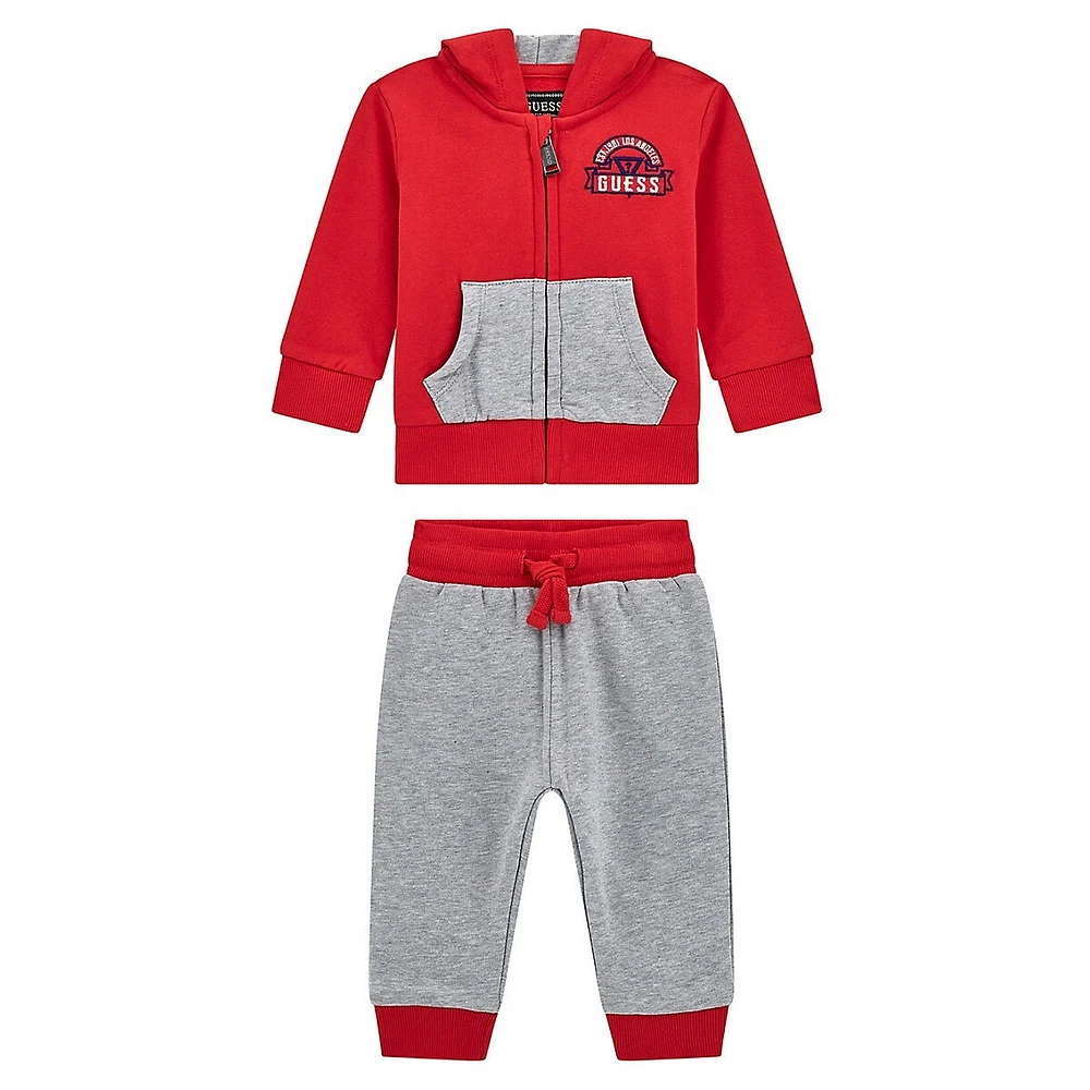 Ensemble 2 pièces sweat à capuche zippé et pantalon de jogging en coton biologique pour bébé garçon