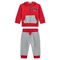 Ensemble 2 pièces sweat à capuche zippé et pantalon de jogging en coton biologique pour bébé garçon