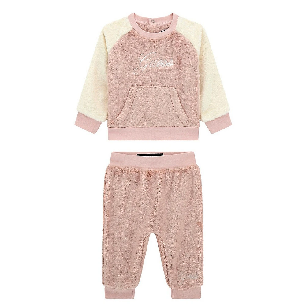 Baby's 2-PIece Faux Fur Active Top & Joggers Set