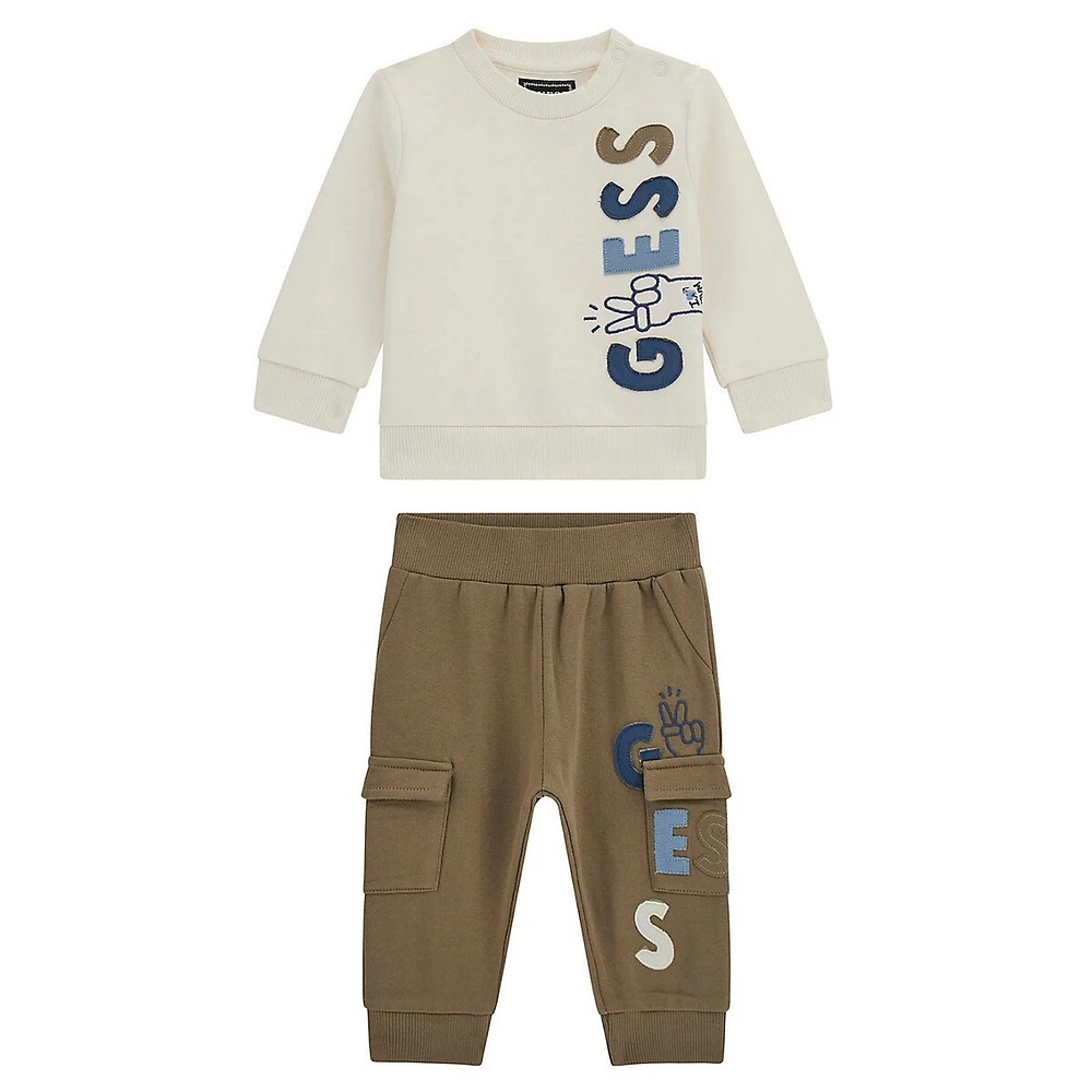 Baby Boy's 2-Piece Organic Cotton Patch Logo Sweatshirt & Joggers Set