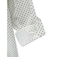 Boy's Organic Cotton-Blend Poplin Dotted Button-Down Shirt