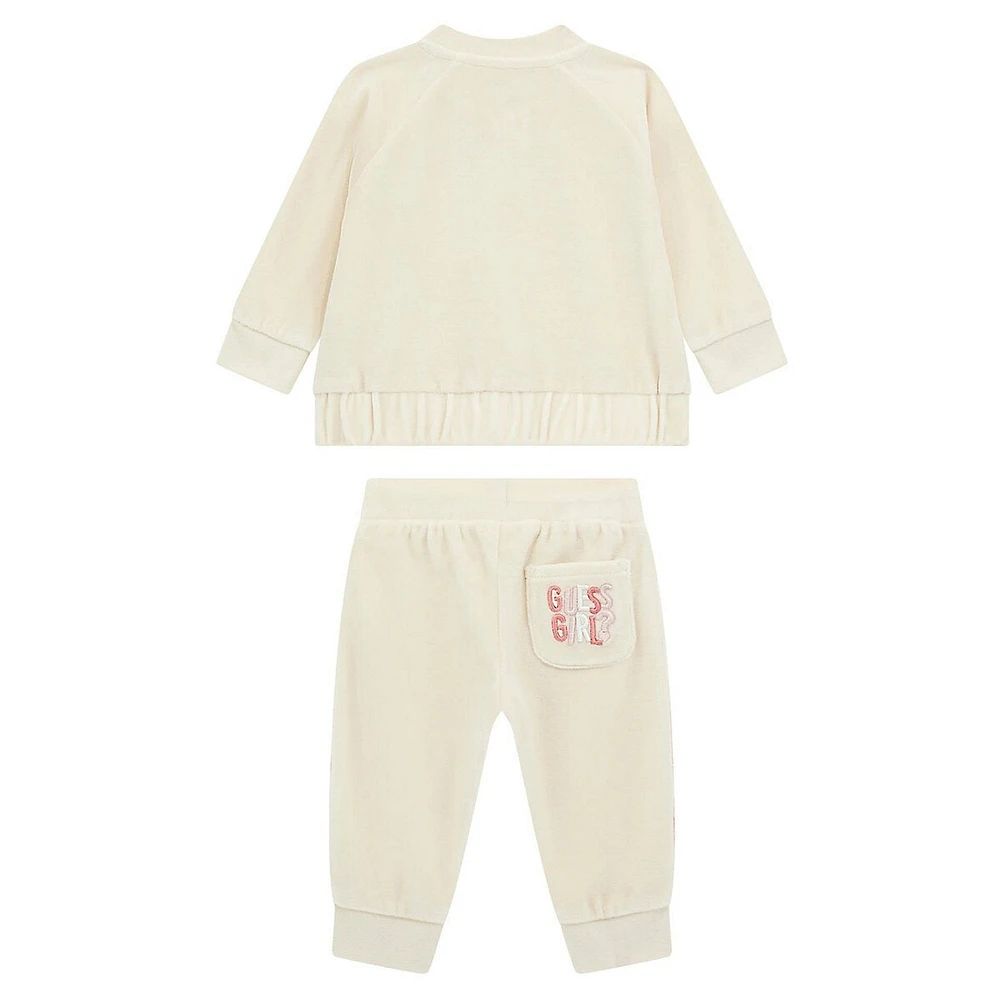 Ensemble 2 pièces veste zippée en chenille et pantalon de jogging pour bébé fille