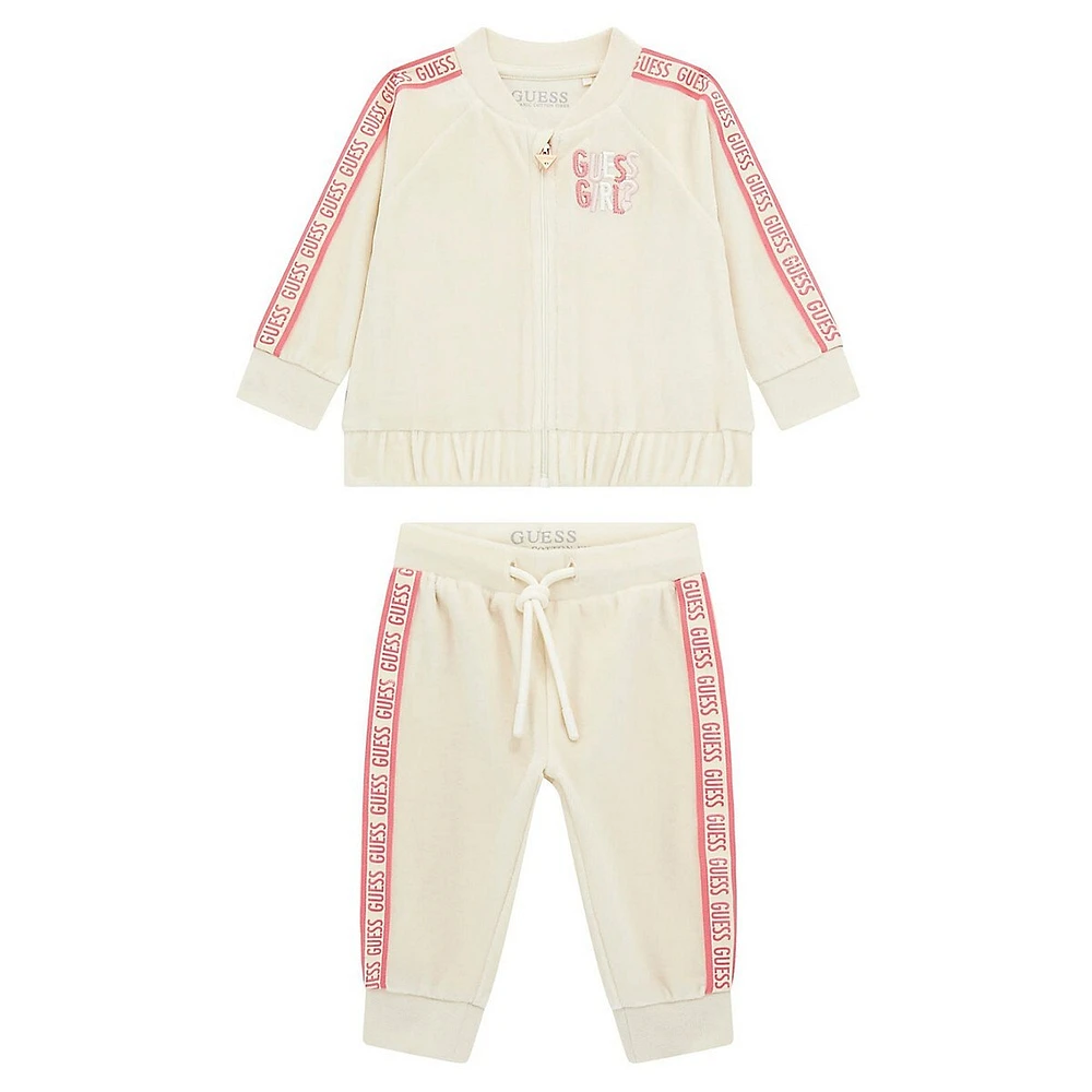 Ensemble 2 pièces veste zippée en chenille et pantalon de jogging pour bébé fille