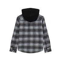 Boy's Hooded Flannel Roll Tab-Sleeve Shirt