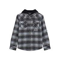 Boy's Hooded Flannel Roll Tab-Sleeve Shirt