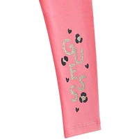 Leggings à imprimé logo pailleté pour petite fille