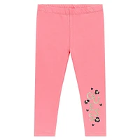 Little Girl's Glitter-Print Logo Artwork Leggings