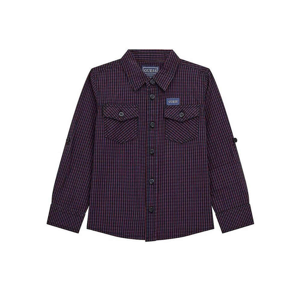 Little Boy's Cotton Poplin Check Button-Down Shirt