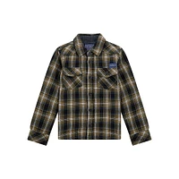 Little Boy's Check Bonded Muslin Tab-Sleeve Shirt