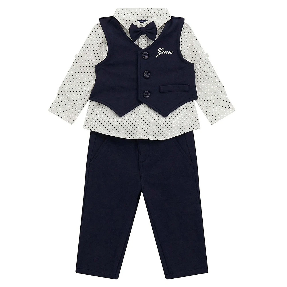 Baby Boy's 4-Piece Vest, Pants, Shirt & Bow Tie Set