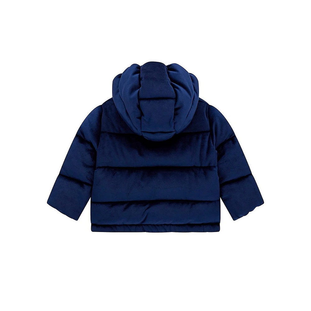 Baby Girl's Velvet Padded Hooded Jacket