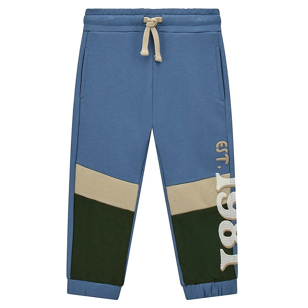 Little Boy's Organic Cotton French Terry Colourblocked Joggers