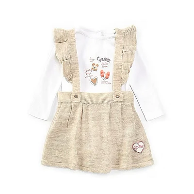 Ensemble 2 pièces pour bébé fille avec body à manches longues et jupe pull