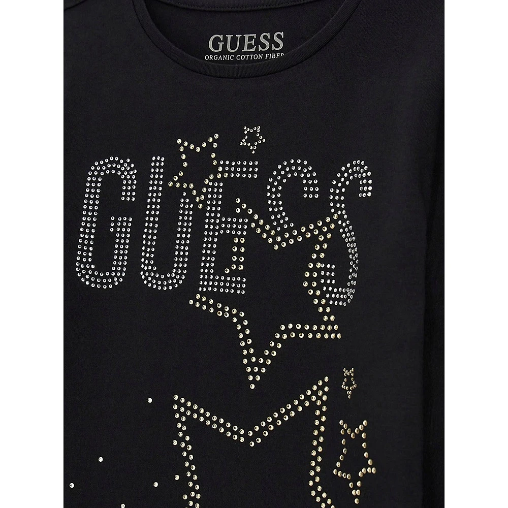 Girl's Organic Cotton-Blend Rhinestone Long-Sleeve T-Shirt