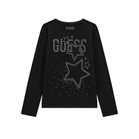 Girl's Organic Cotton-Blend Rhinestone Long-Sleeve T-Shirt