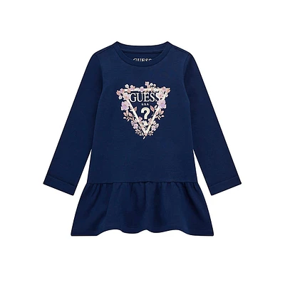 Little Girl's Logo Artwork Long-Sleeve Interlock Dress