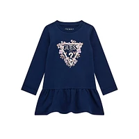 Little Girl's Logo Artwork Long-Sleeve Interlock Dress