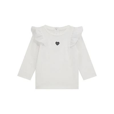 Girl's Organic Cotton-Blend Frilled Long-Sleeve T-Shirt